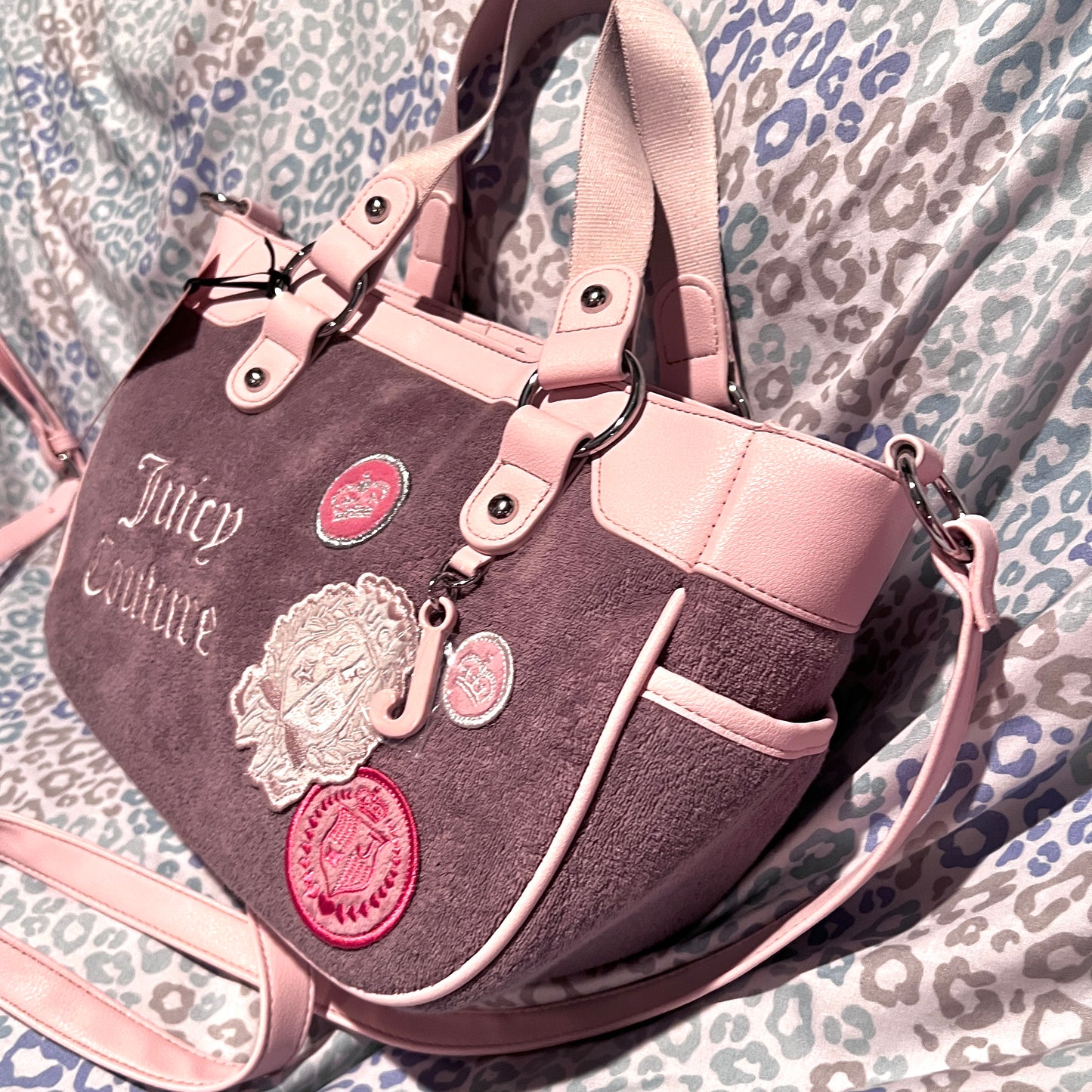 New Pink Purple Juicy Couture Purse Crossbody Bag Custom Dyed Juicy Girls Rule