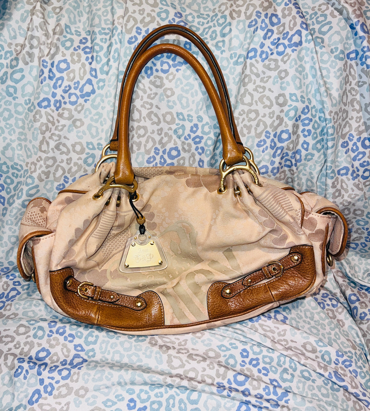 Vintage Pink Brown Juicy Couture Purse Satchel Crown Shoulder Bag Y2K Handbag