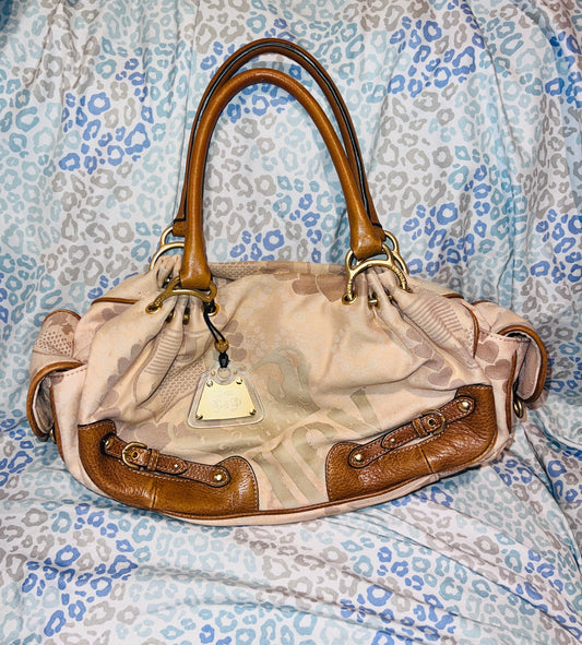 Vintage Pink Brown Juicy Couture Purse Satchel Crown Shoulder Bag Y2K Handbag