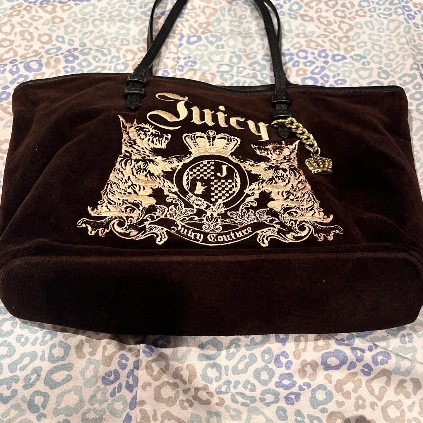 Vintage Black Juicy Couture Purse Tote Bag Handbag Scottie Dog Velour Mcbling