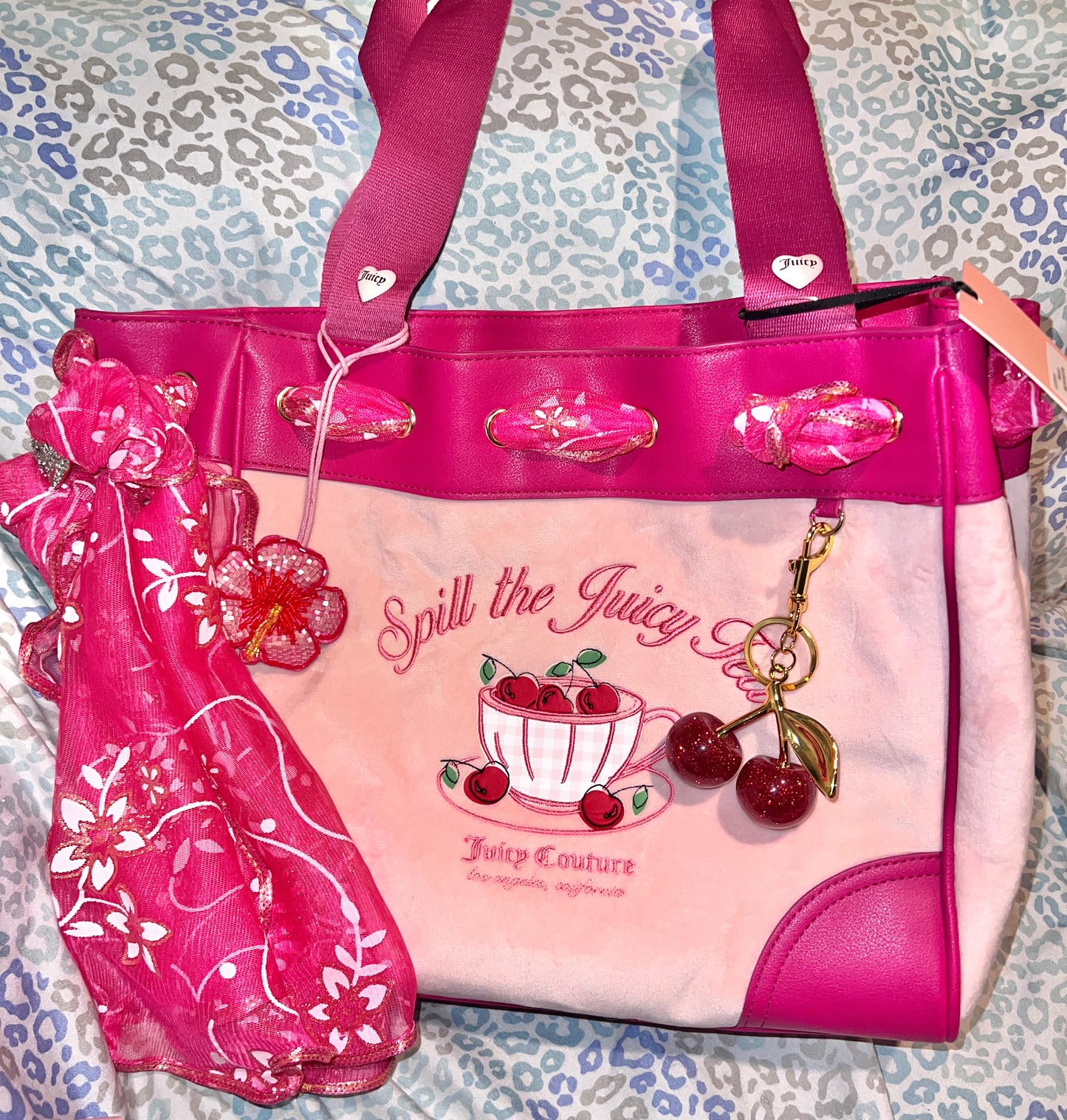 New Pink Juicy Couture Purse Daydreamer Tote Bag Handbag Spill the Juicy Tea