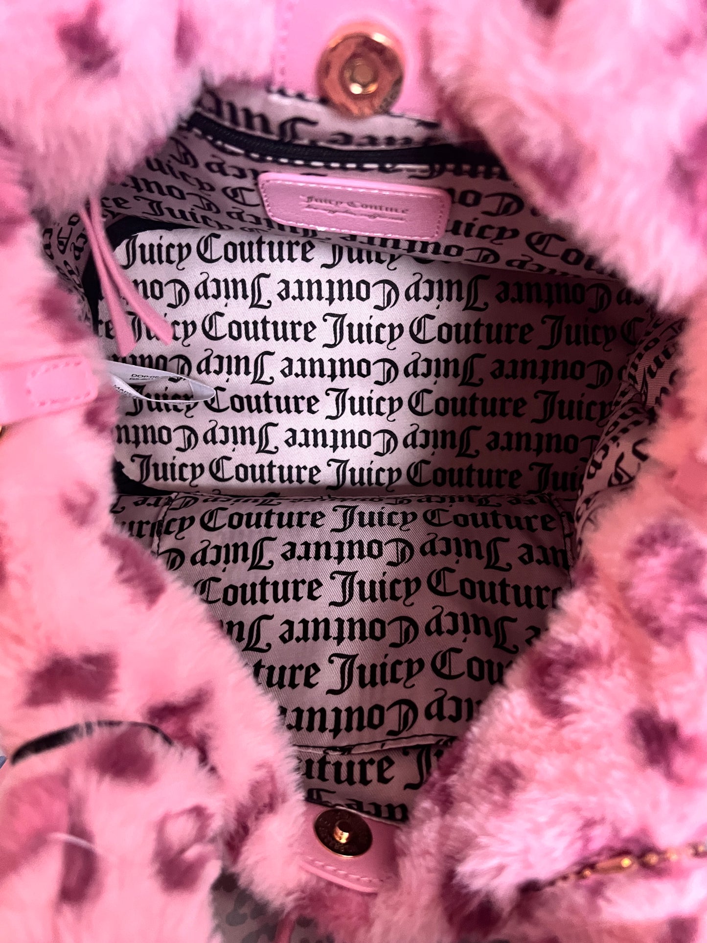 New Pink Juicy Couture Purse Fluffy Fur Satchel Bag Handbag Cheetah Crossbody