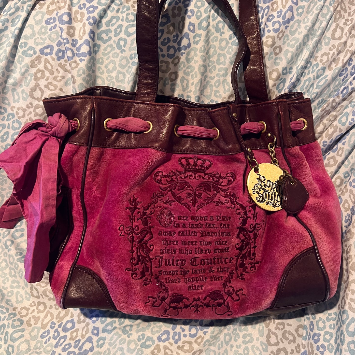 Vintage Purple Juicy Couture Purse Handbag Tote Bag Daydreamer Fairy Tale Y2K