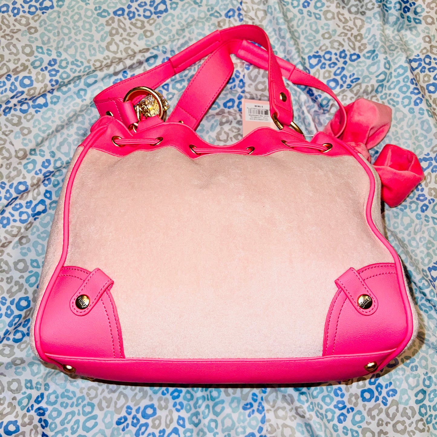New Pink Juicy Couture Purse Daydreamer Tote Bag Handbag Terry Cloth Vintage Y2K