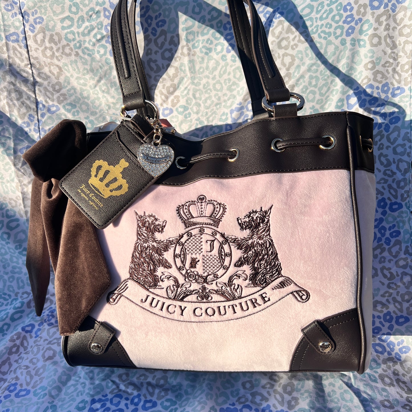 New Brown Pink Juicy Couture Purse Daydreamer Tote Bag Satchel Scottie Dog Y2K