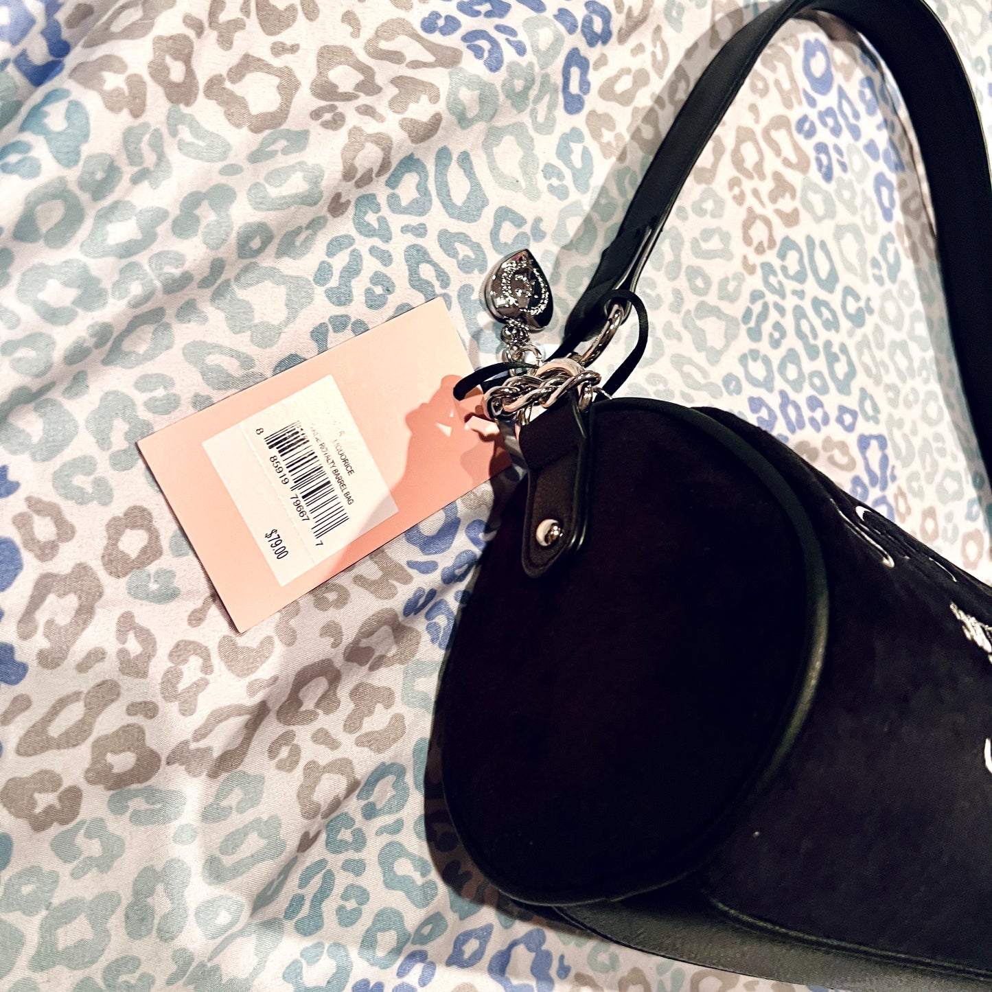 New Black Juicy Couture Purse Barrel Bag Velour Vintage Style Couture Luxury