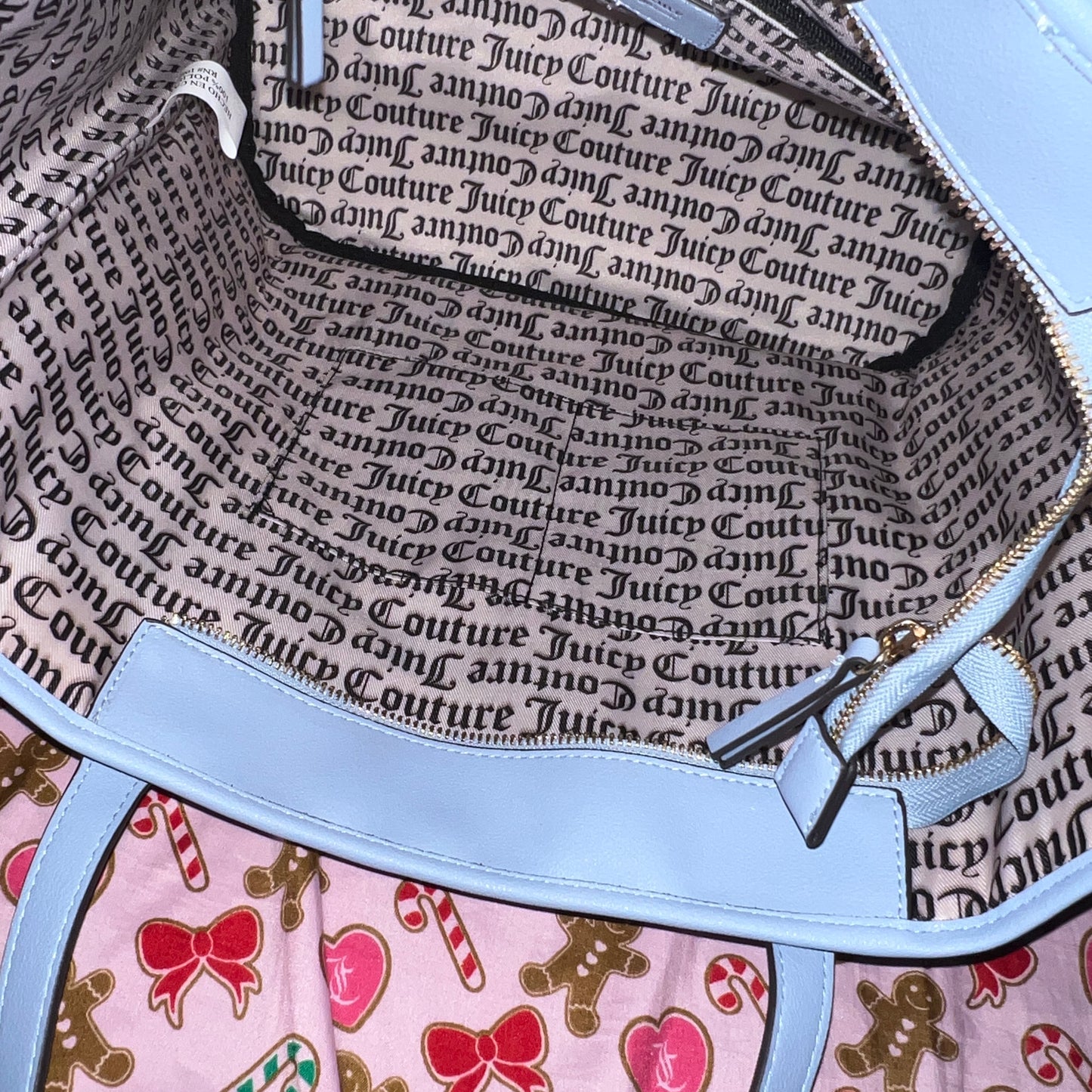 New Blue Brown Juicy Couture Tote Bag Purse Velour Y2K Vintage Style