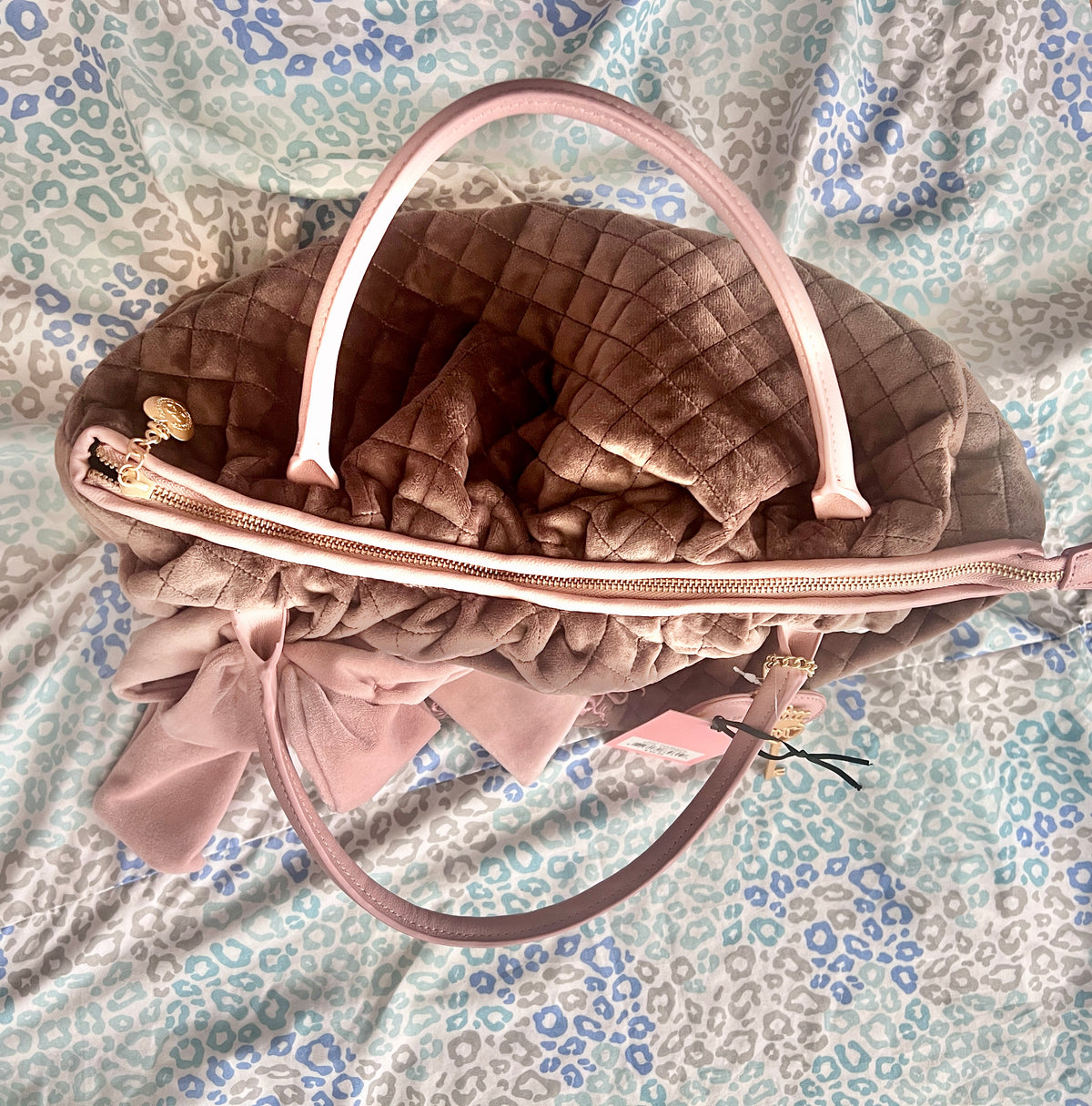 New Pink Purple Juicy Couture Satchel Bag Purse Fairy Tale Story Velvet Handbag