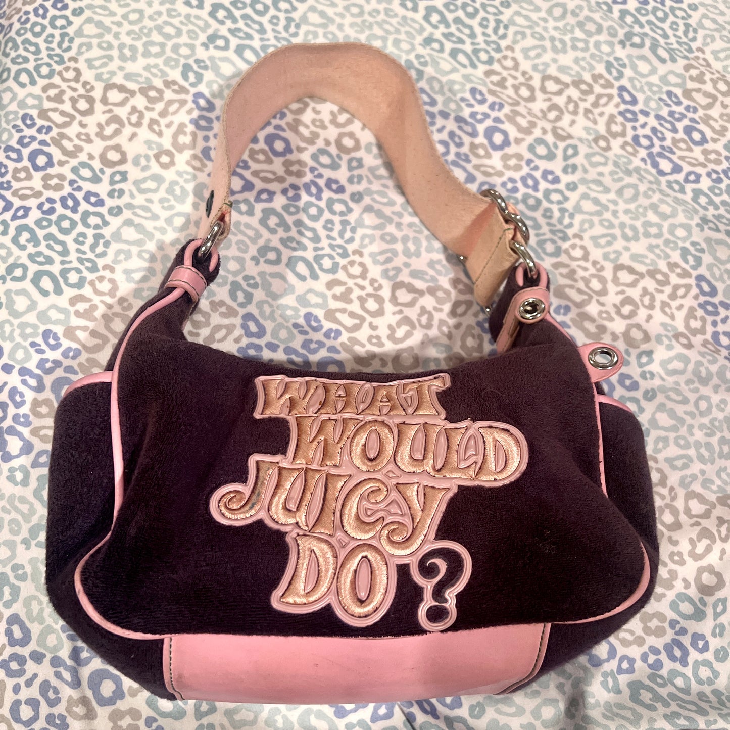 Vintage Pink Blue Juicy Couture Purse Bag Satchel Terry - What Would Juicy Do?