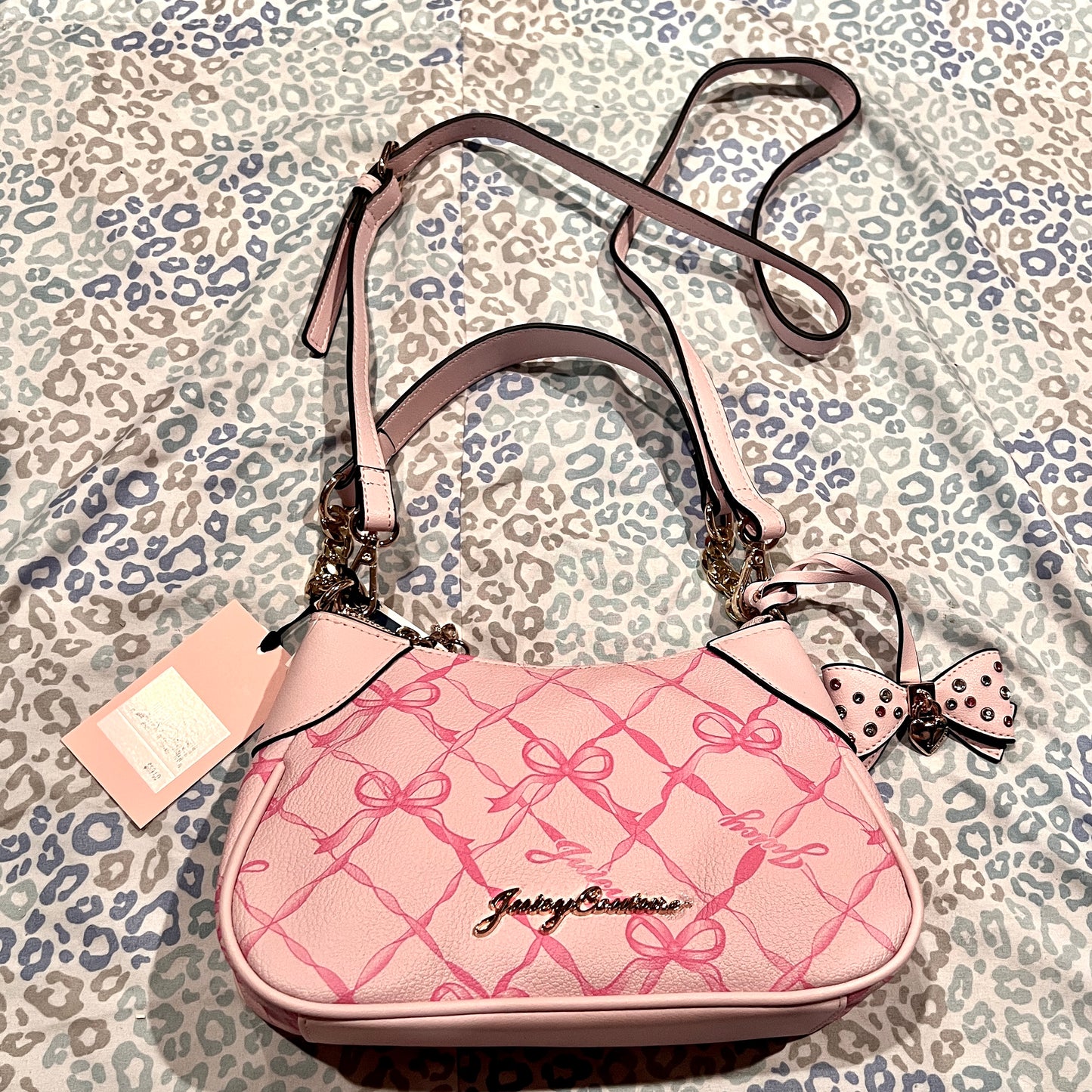 New Pink Juicy Couture Purse Crossbody Bag Viral Ribbon Bow Handbag Chiffon