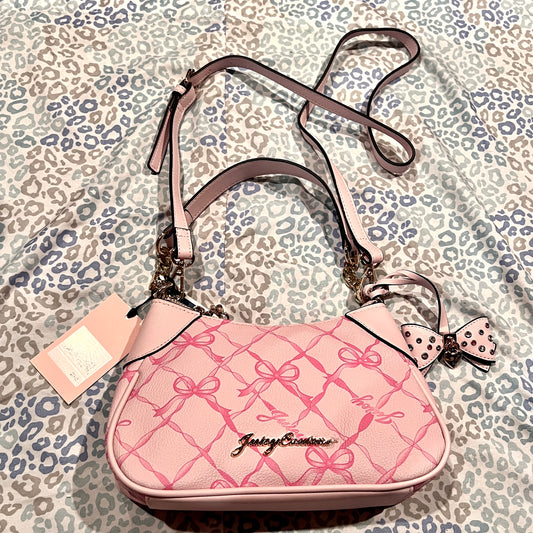 New Pink Juicy Couture Purse Crossbody Bag Viral Ribbon Bow Handbag Chiffon