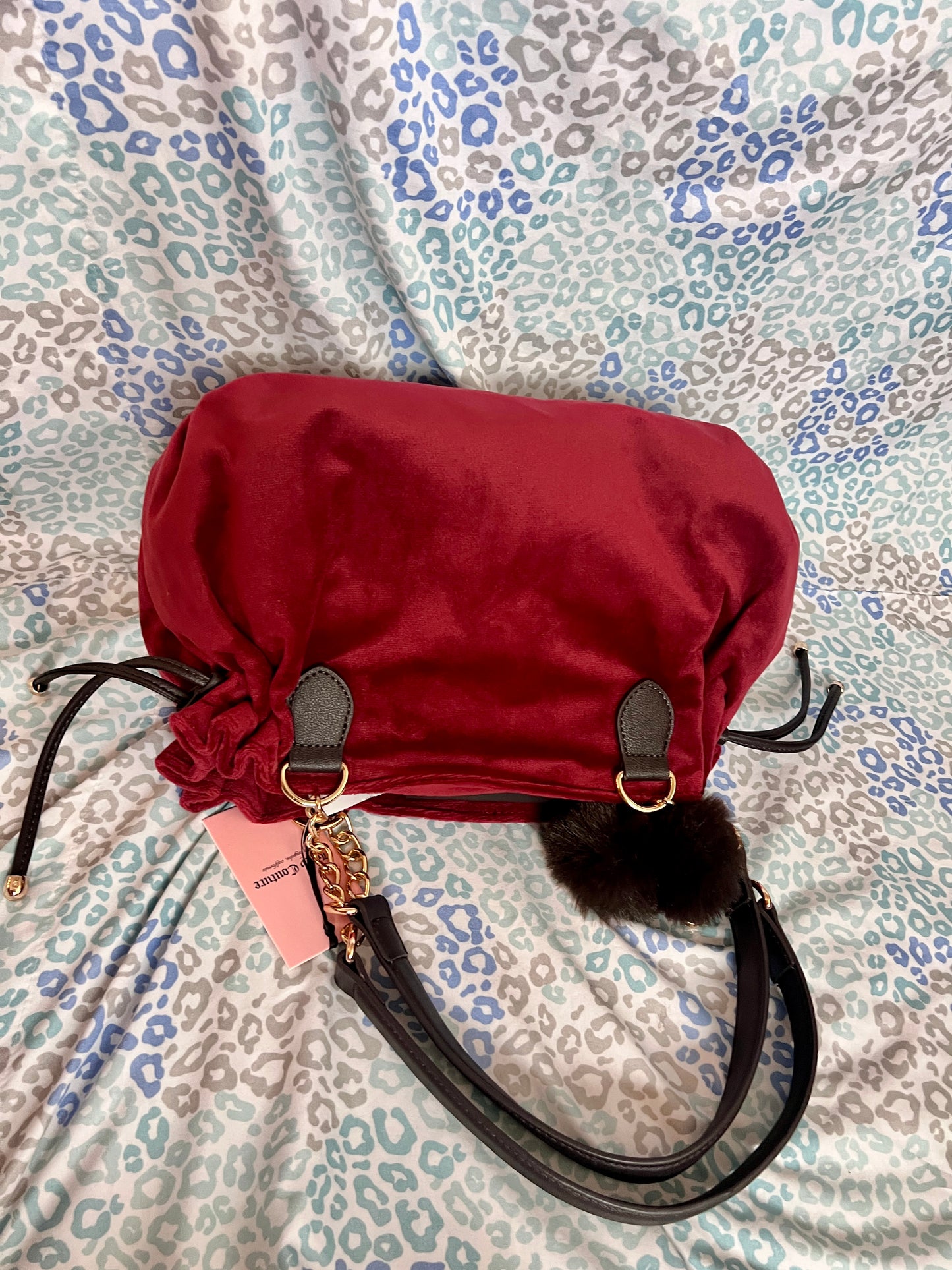 New Maroon Juicy Couture Purse Satchel Bag Handbag Velour