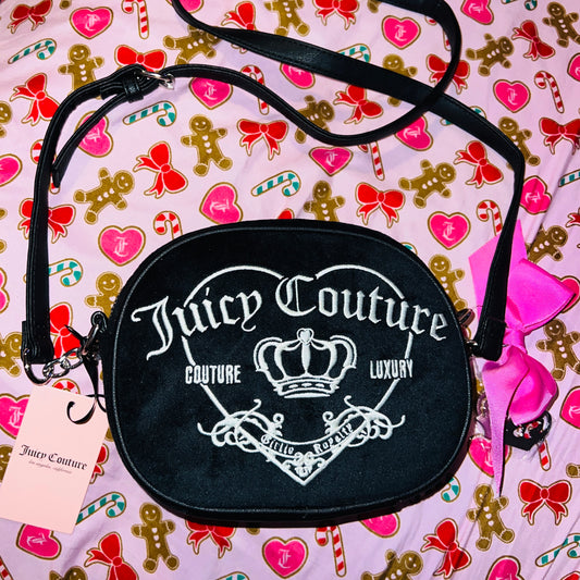 New Black Juicy Couture Crossbody Bag Purse Vintage Style Couture Luxury Y2K