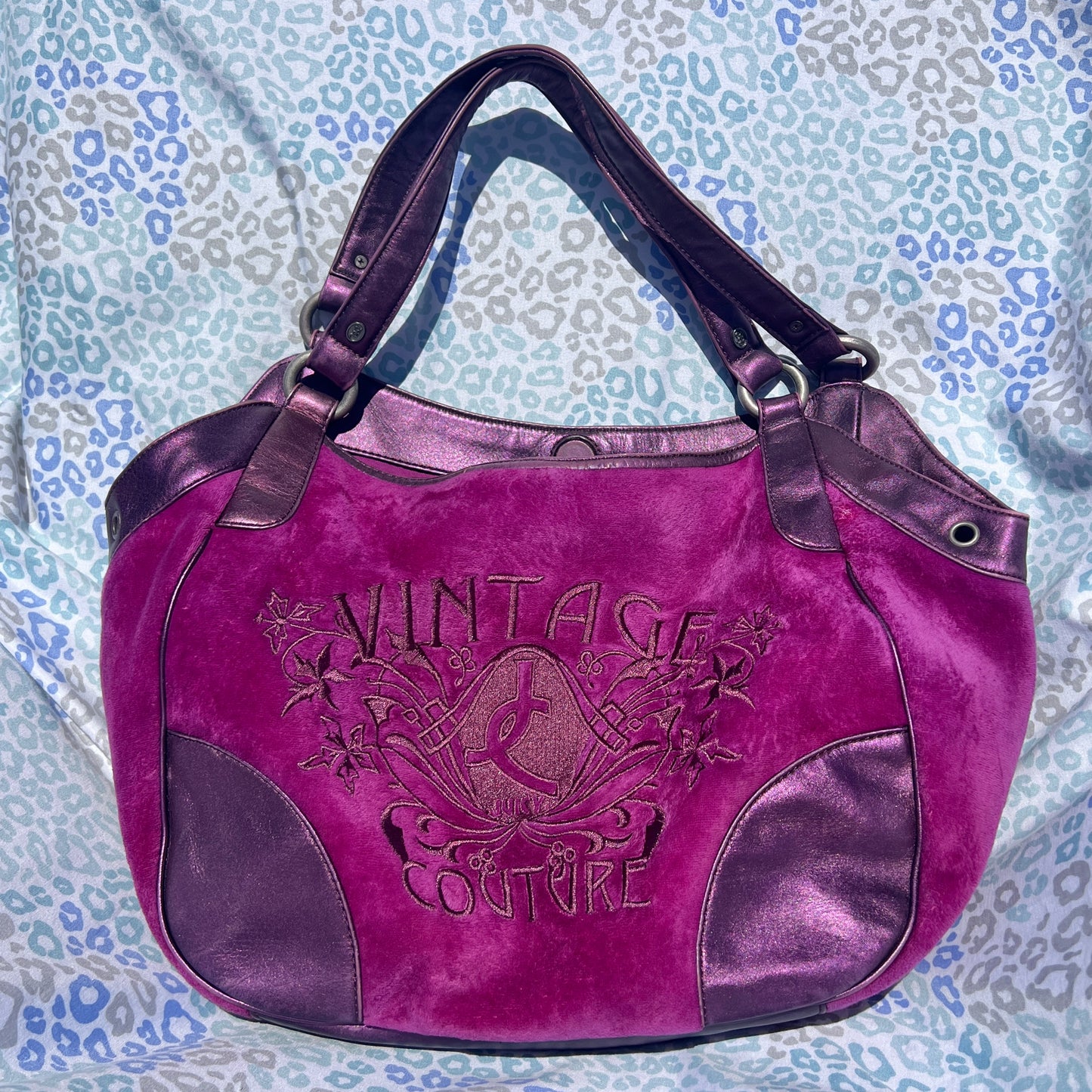 Vintage Rare Purple Juicy Couture Purse Shoulder Bag Handbag Satchel Velvet Y2K
