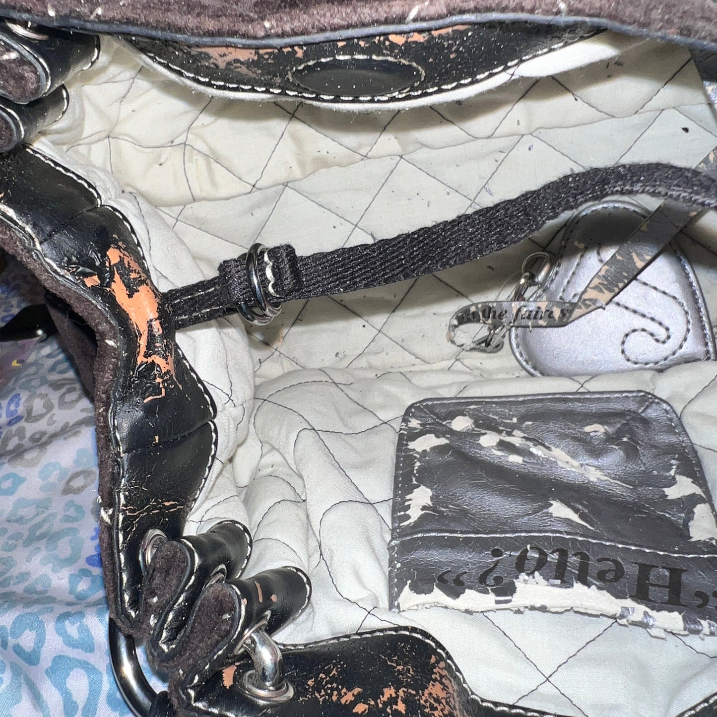 Vintage Dark Brown Juicy Couture Purse Handbag Satchel Bag Velour Quilted Y2K