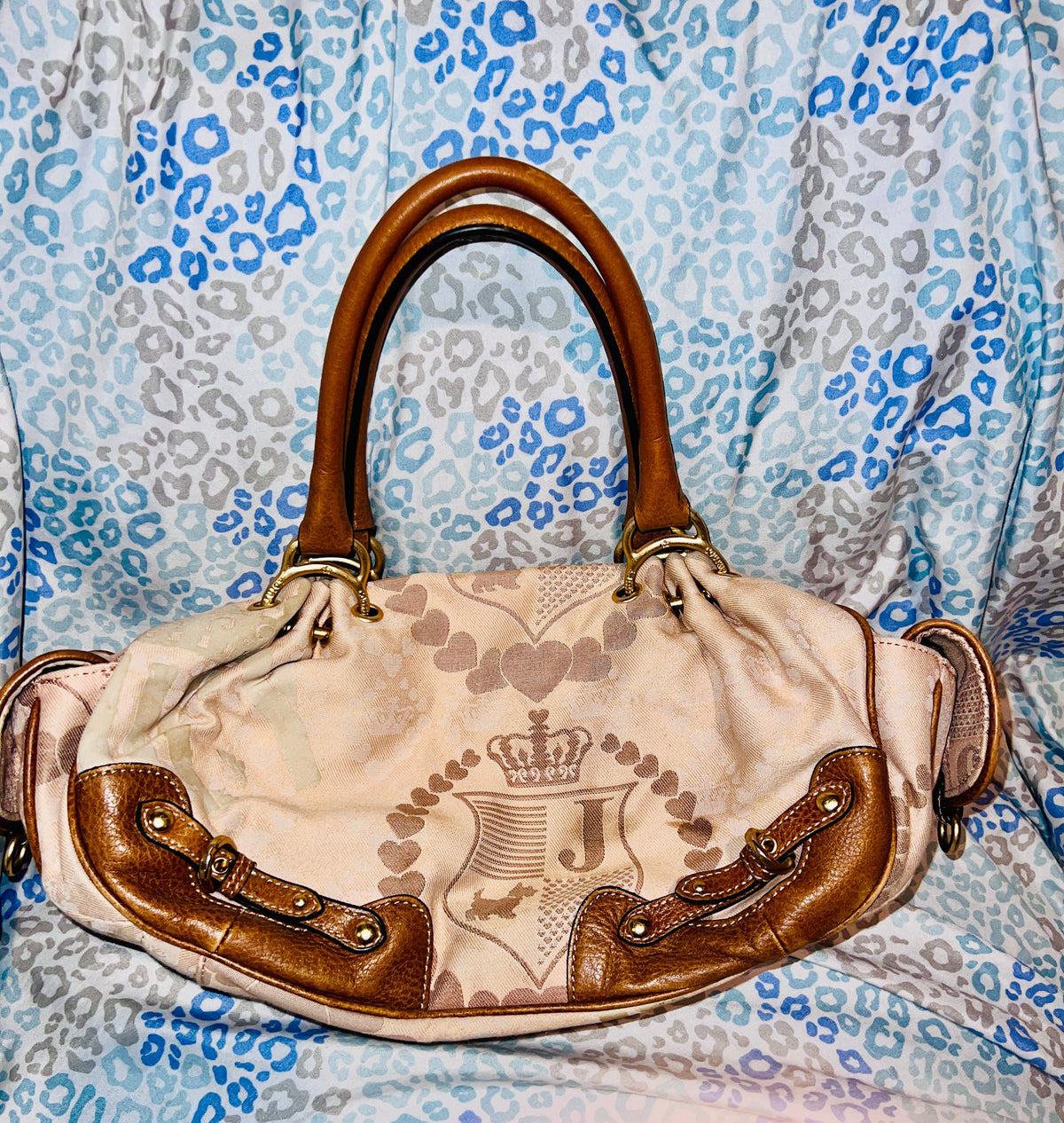 Vintage Pink Brown Juicy Couture Purse Satchel Crown Shoulder Bag Y2K Handbag