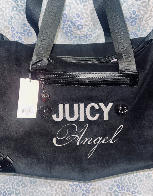 New Black Juicy Couture Weekender Purse XL Size Duffle Travel Bag Juicy Angel
