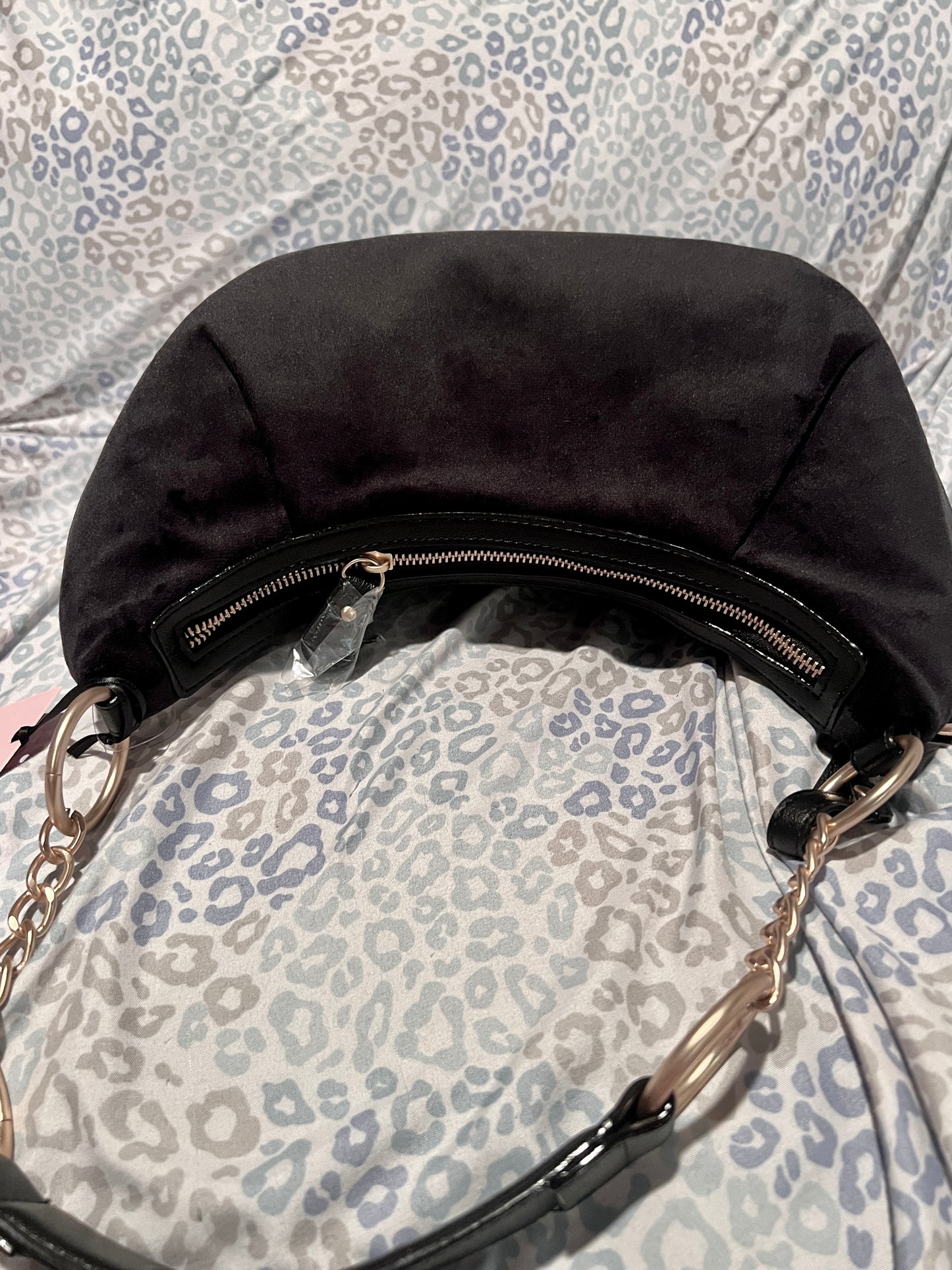 New Black Juicy Couture Purse Handbag Shoulder Bag Velour Vintage Style Hobo
