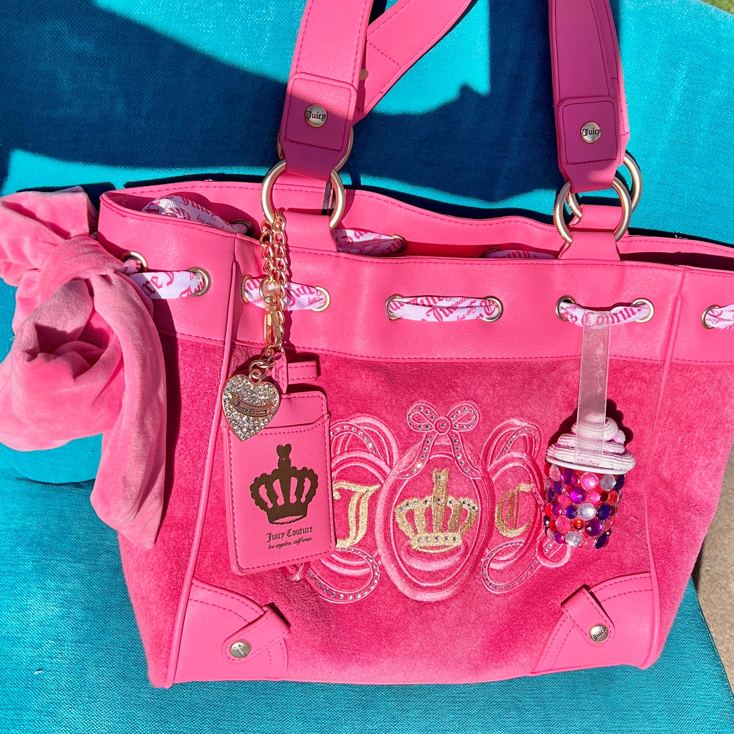 New Pink Juicy Couture Daydreamer Tote Bag Purse Custom Dyed Juicy Lovers Club