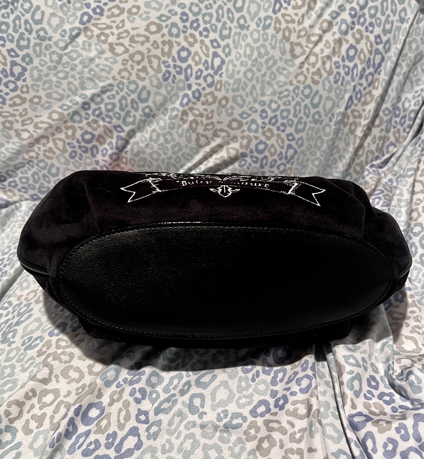New Black Juicy Couture Purse Handbag Shoulder Bag Velour Vintage Style Hobo