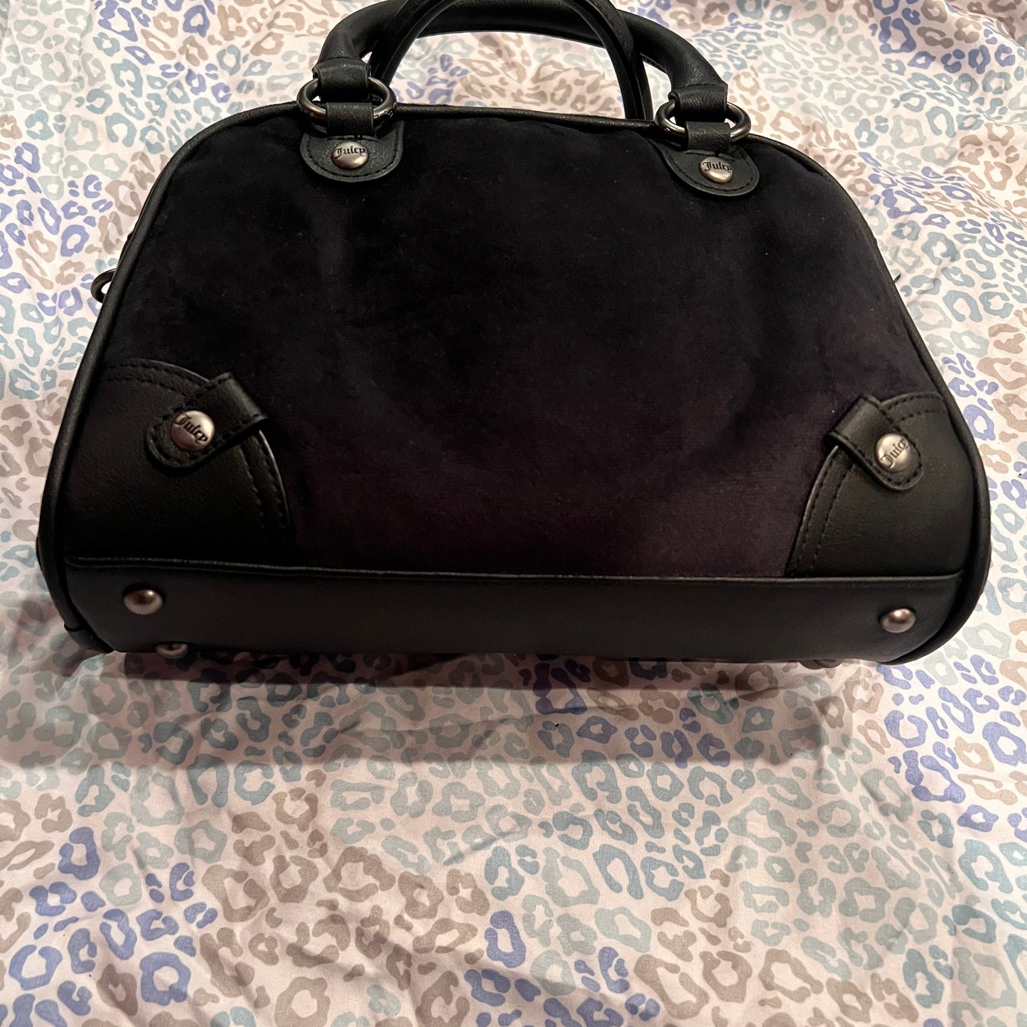 New Black Juicy Couture Purse Bowler Bag Velour Handbag Vintage Style Y2K