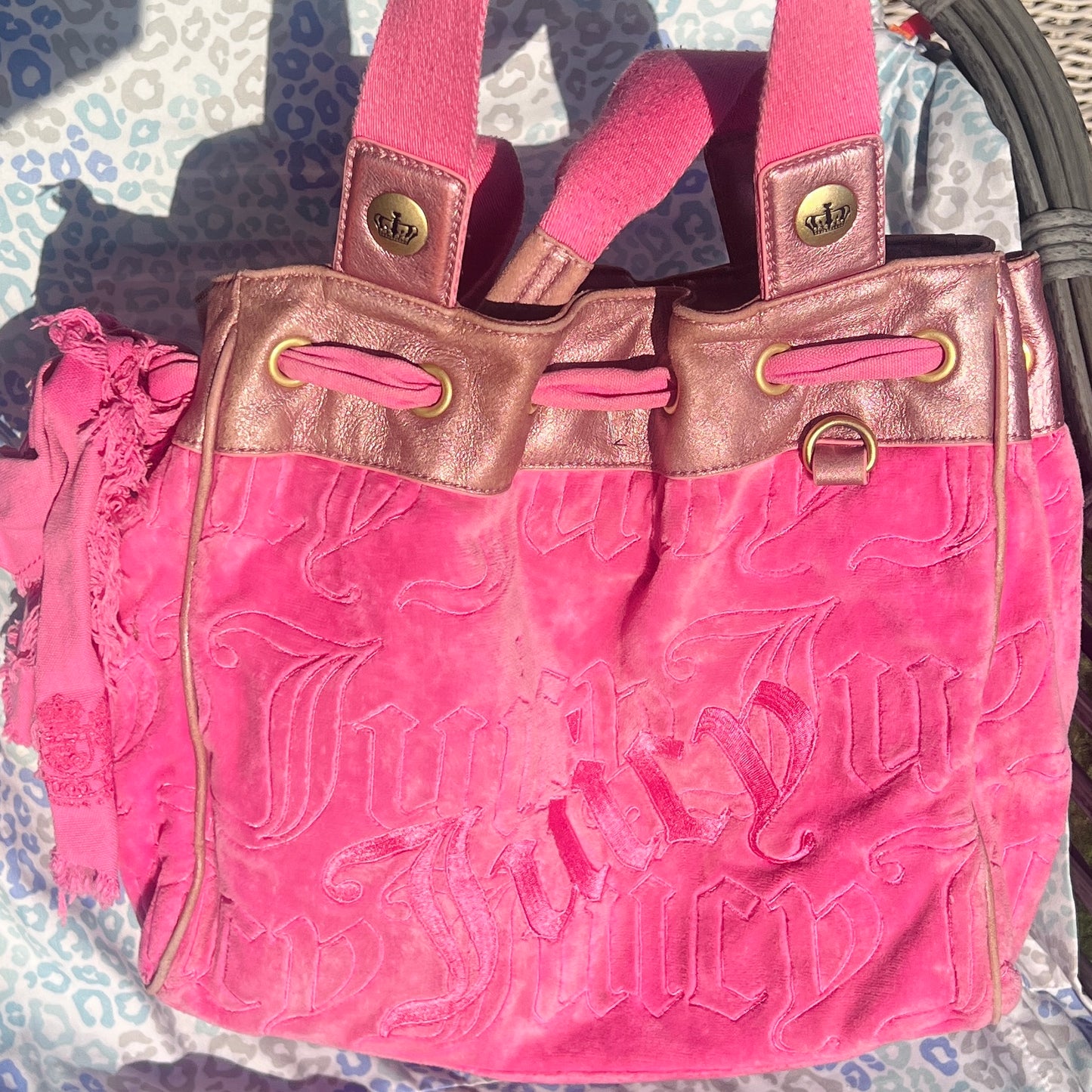 Vintage Pink Juicy Couture Purse Daydreamer Tote Bag Y2K Velour Rare Quilted