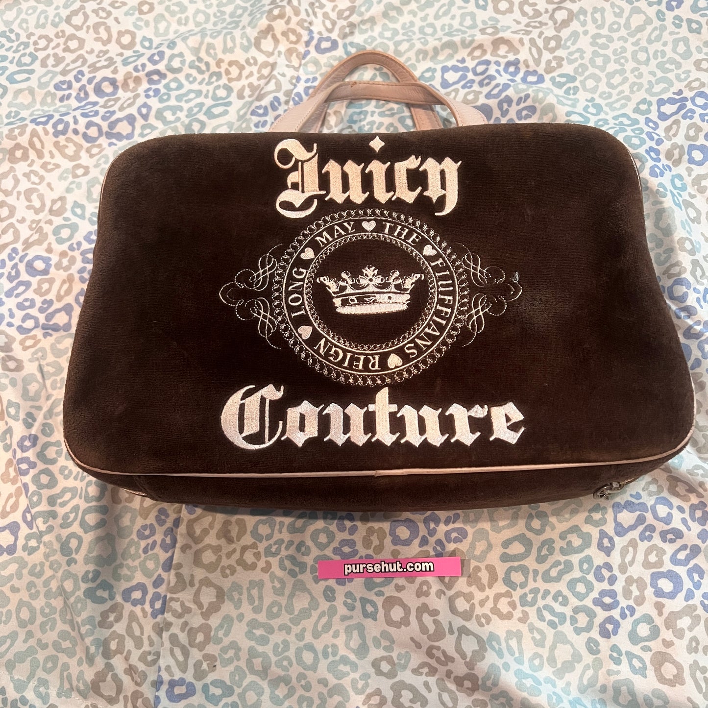 Vintage Brown Juicy Couture Makeup Bag Cosmetic  Travel Case Handbag Velour Y2K