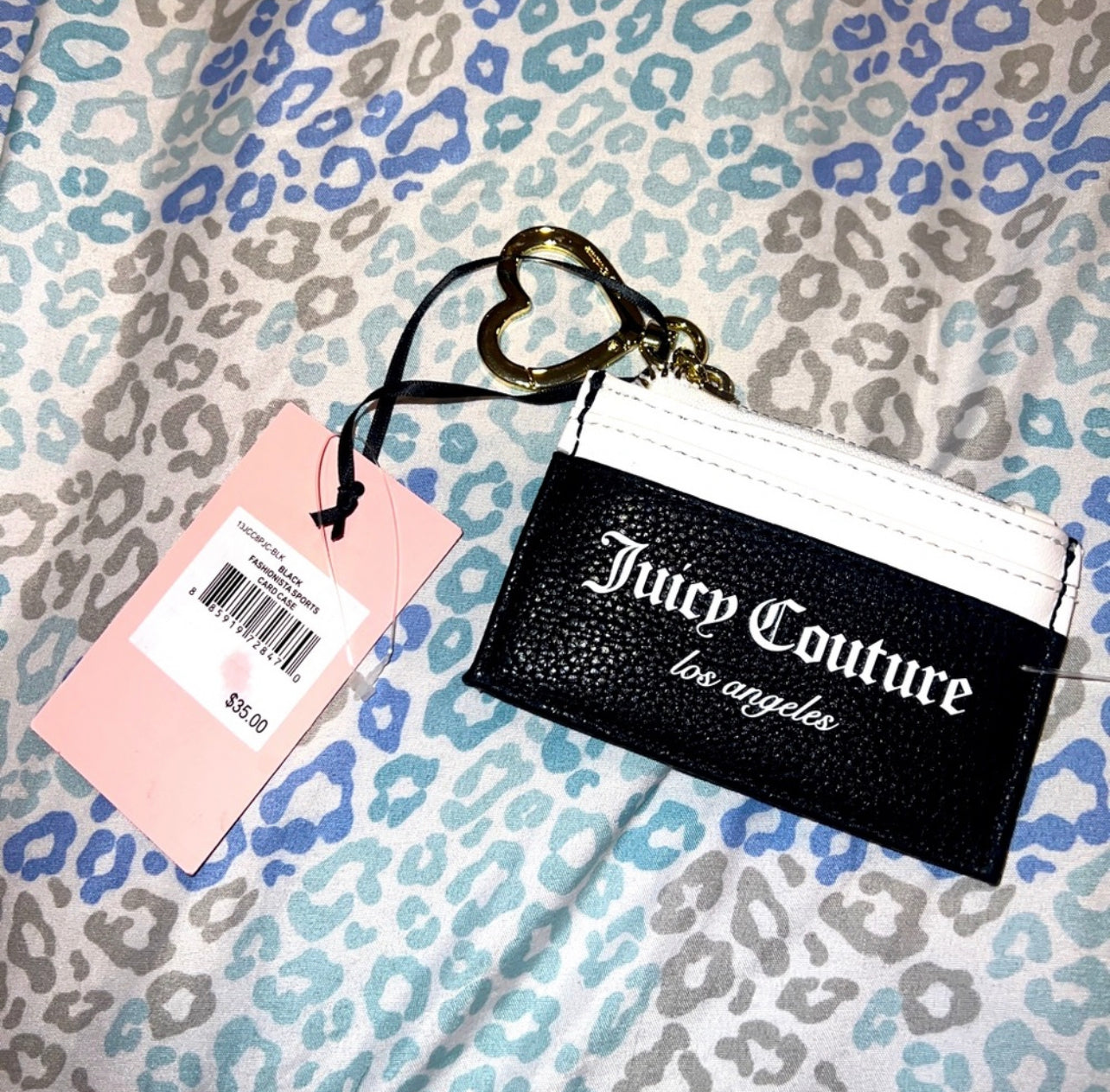 New Black Juicy Couture Card Holder Wallet Fashionista Sports Card Case MSRP $35