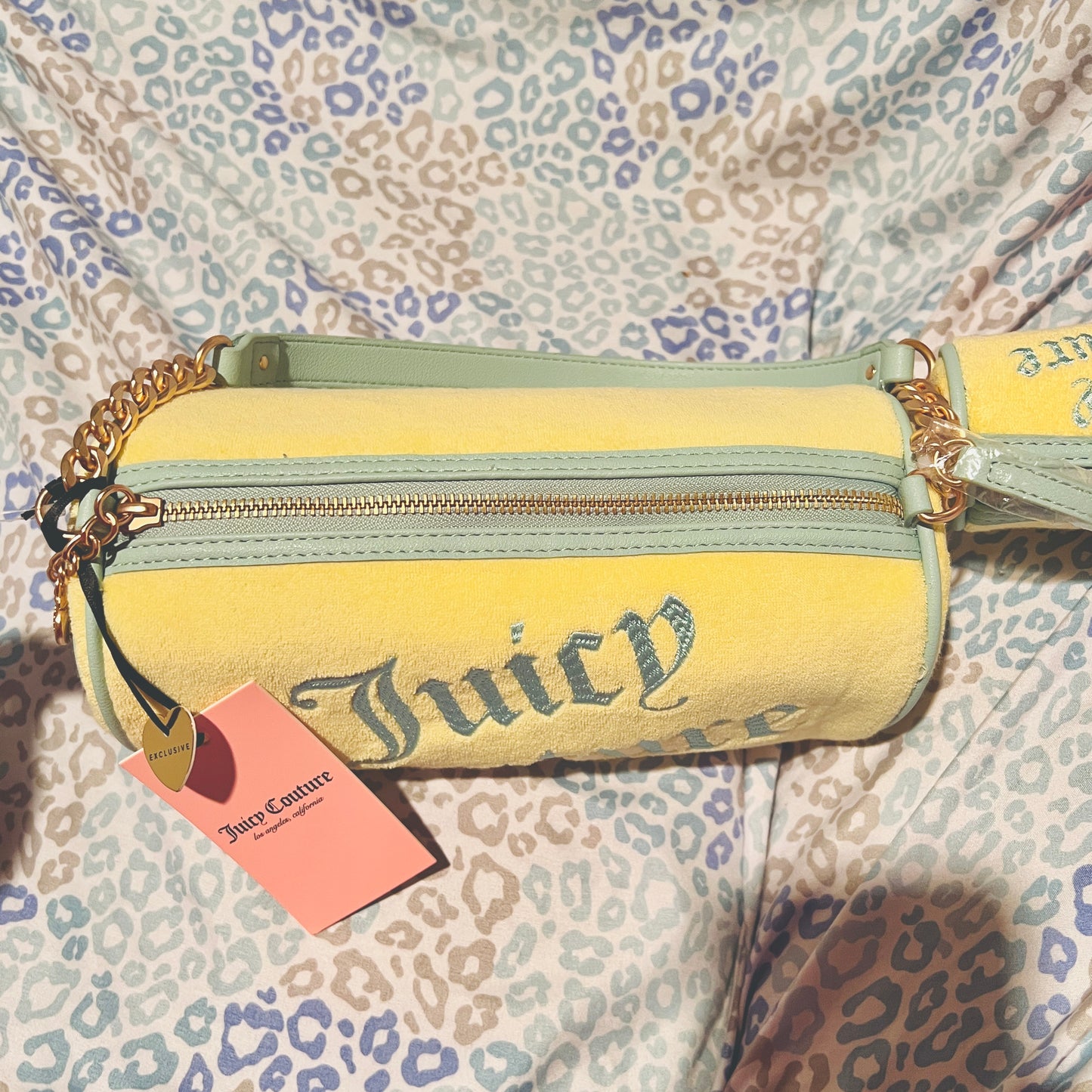 New Blue Yellow Juicy Couture Barrel Bag Purse + Mini Bag Vintage Style Handbag