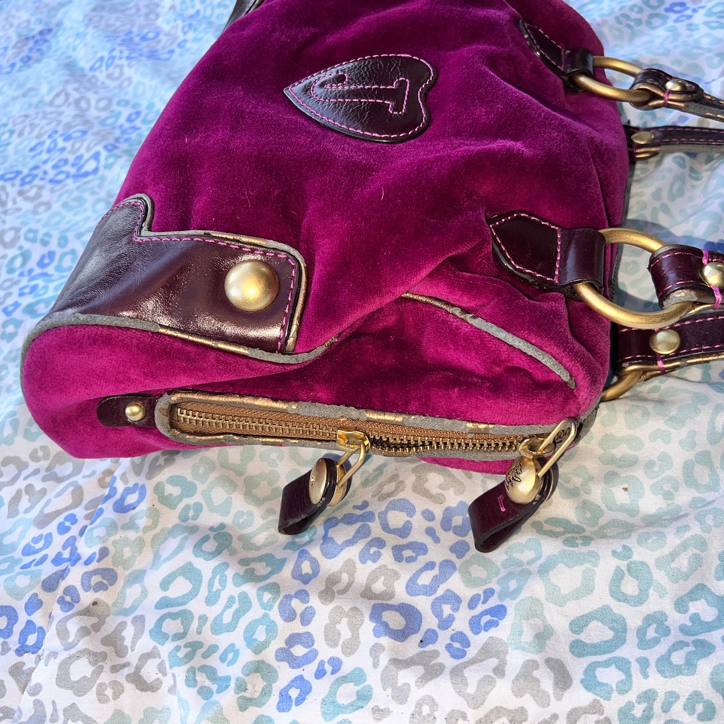 Vintage Purple Juicy Couture Purse Handbag Satchel Bag Y2K Velour Mcbling