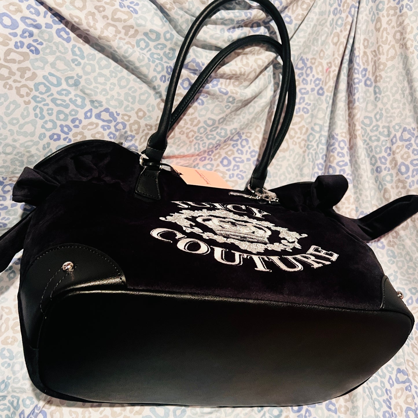 New Black Juicy Couture Purse Tote Bag Handbag Vintage Style Velvet MSRP $99