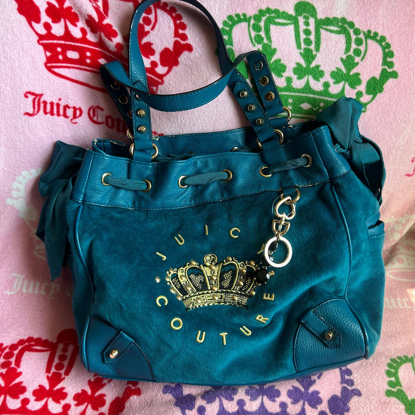 Vintage Blue Juicy Couture Purse Handbag Daydreamer Tote Bag Y2K Velour