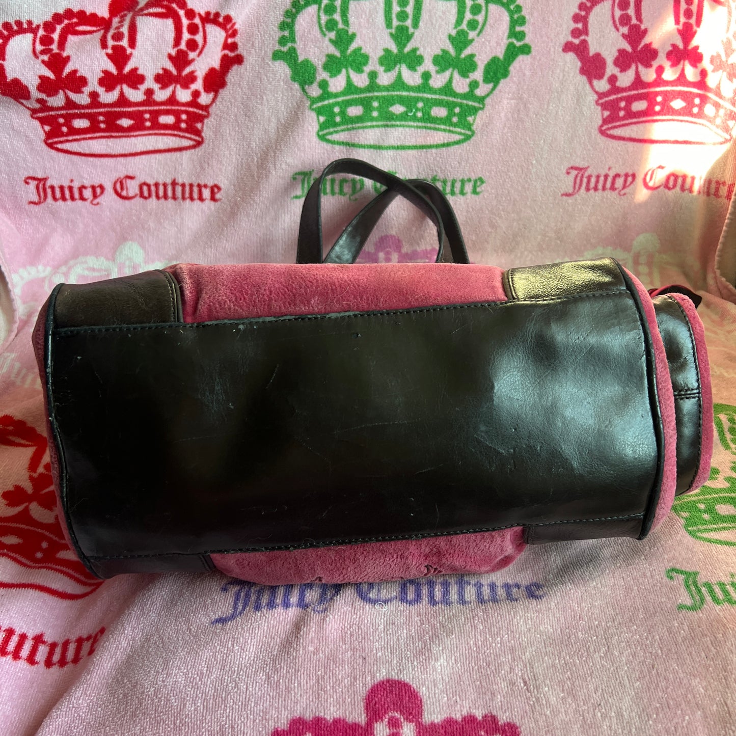 Vintage Brown Pink Juicy Couture Purse Handbag Tote Daydreamer Velour Y2K