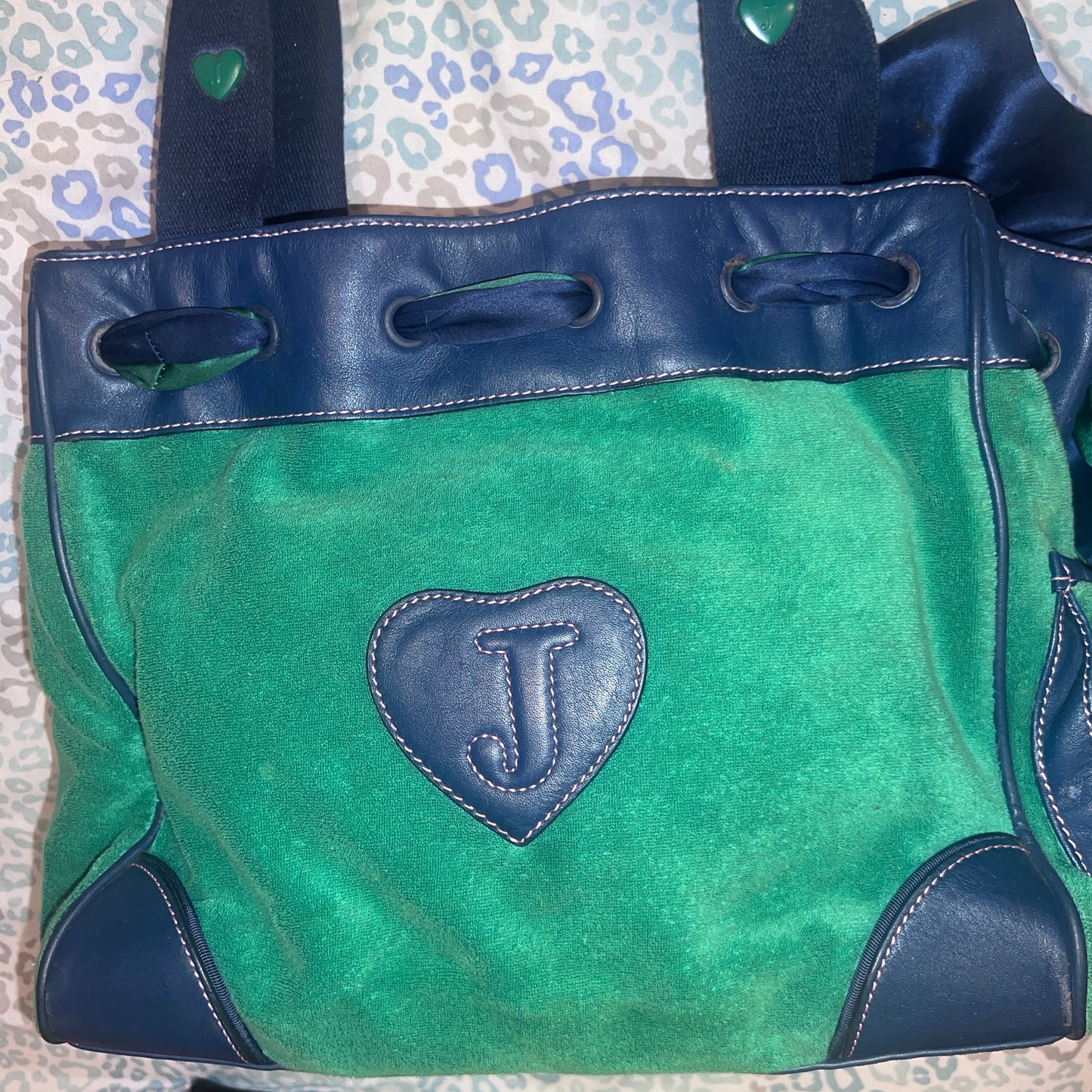 Vintage Blue Green Juicy Couture Tote Bag Purse Daydreamer - Her Royal Juicyness