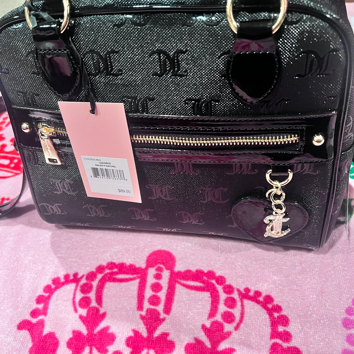 New Black Juicy Couture Purse Bag Handbag MSRP $89 Liquorice Nailed It Satchel