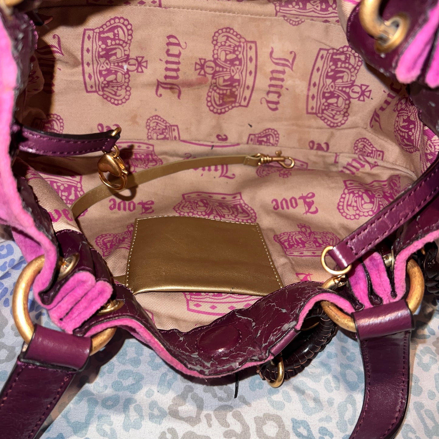 Vintage Purple Juicy Couture Purse Handbag Satchel Bag Y2K  Velour Rare