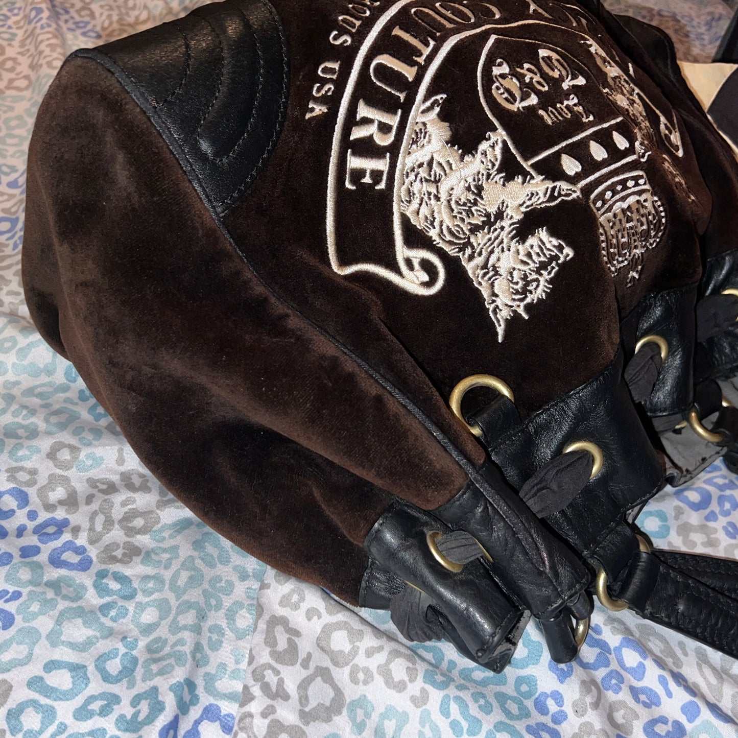 Vintage Black Juicy Couture Tote Bag Velvet Daydreamer Scottie Dog Purse Handbag