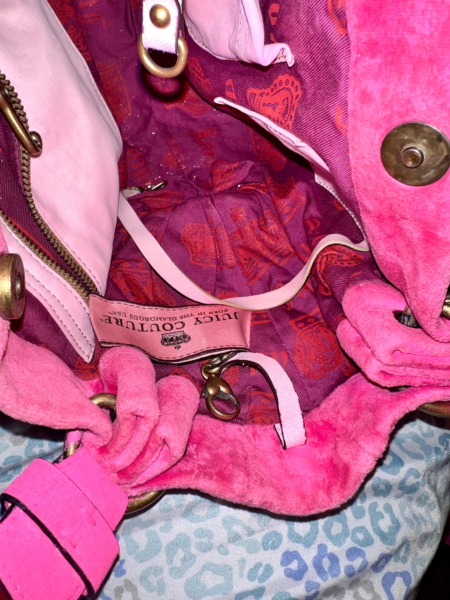 Vintage Rare Pink Juicy Couture Purse Velour Handbag Scottie Dog Bag Y2K Satchel