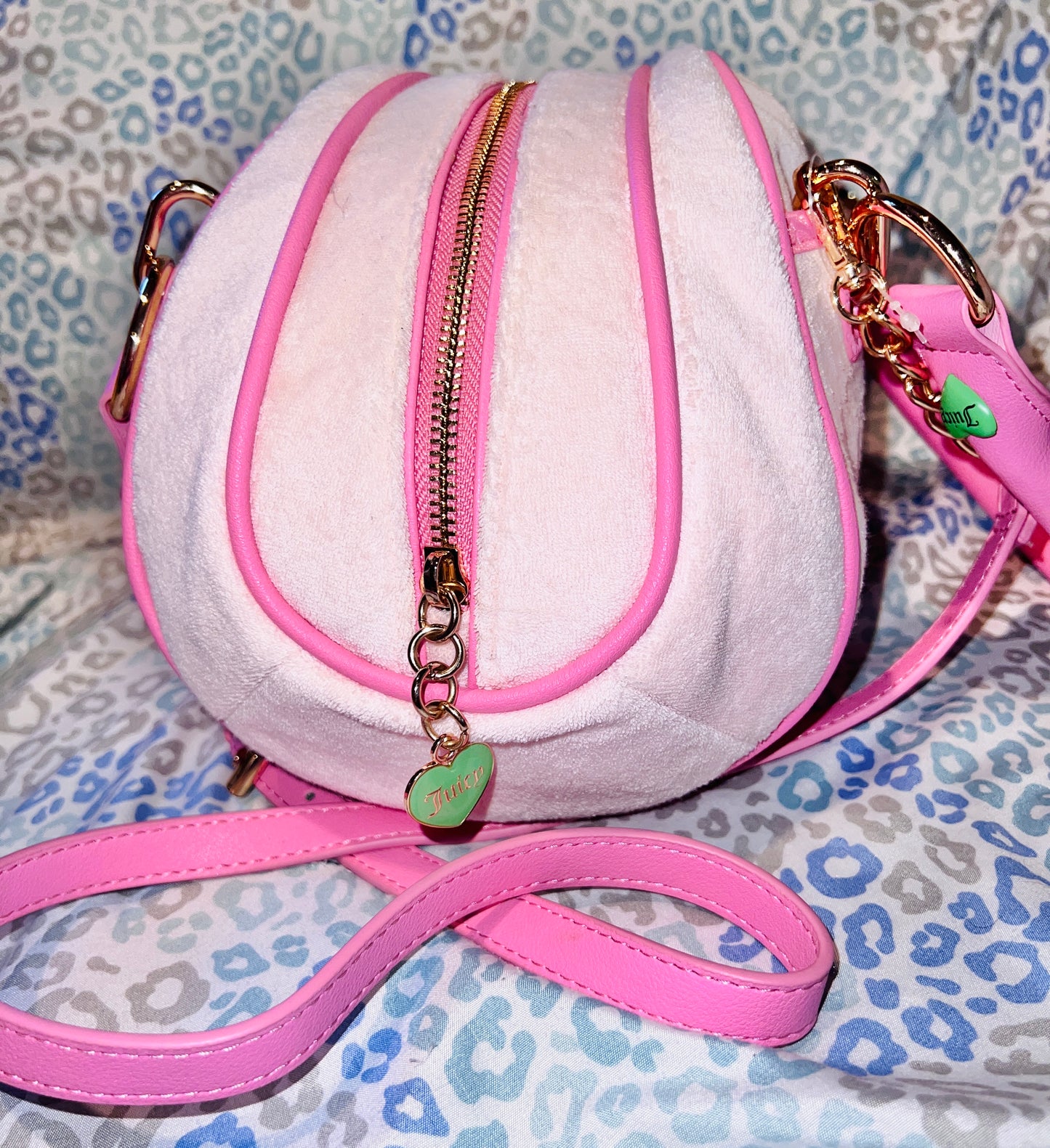 New Pink Juicy Couture Purse Bowler Bag Handbag Satchel Strawberry Terry Cloth