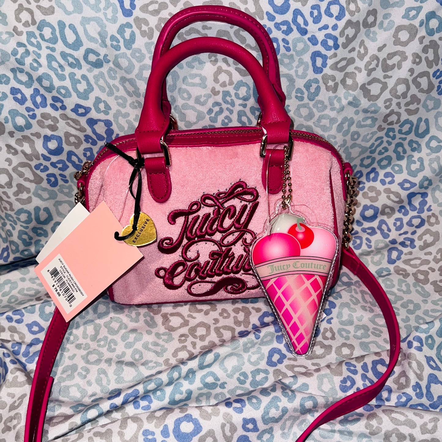 New Pink Juicy Couture Purse Crossbody Bag Sugar Rush Handbag Ice Cream Charm