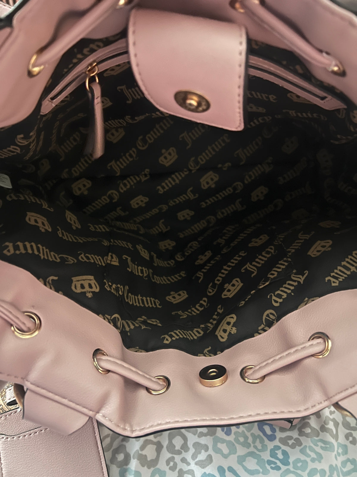 New Pink Black Juicy Couture Purse Daydreamer Velour Shoulder Bag Tote + Wallet