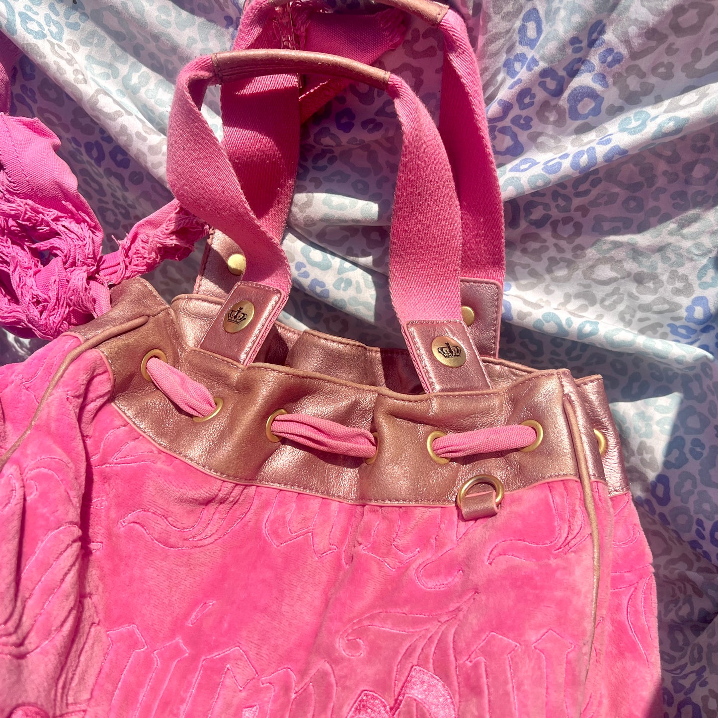 Vintage Pink Juicy Couture Purse Daydreamer Tote Bag Y2K Velour Rare Quilted