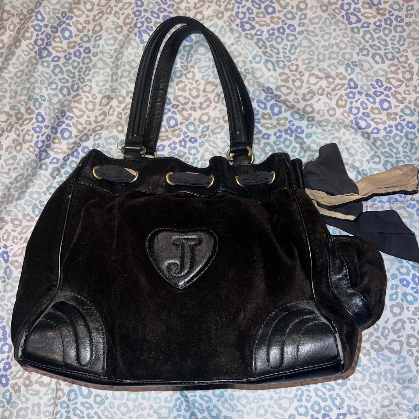 Vintage Black Juicy Couture Purse Daydreamer Tote Bag Scottie Dog Handbag Y2K
