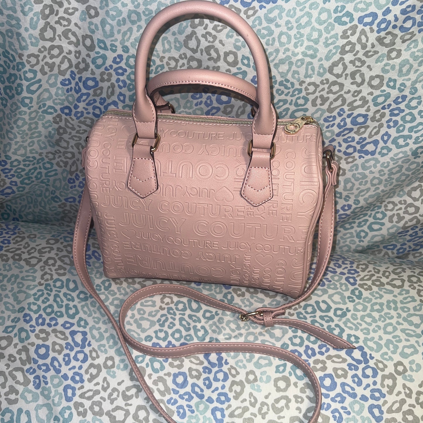 New Pink Juicy Couture Purse Dusty Blush Satchel Barrel Bag MSRP $99 Embossed