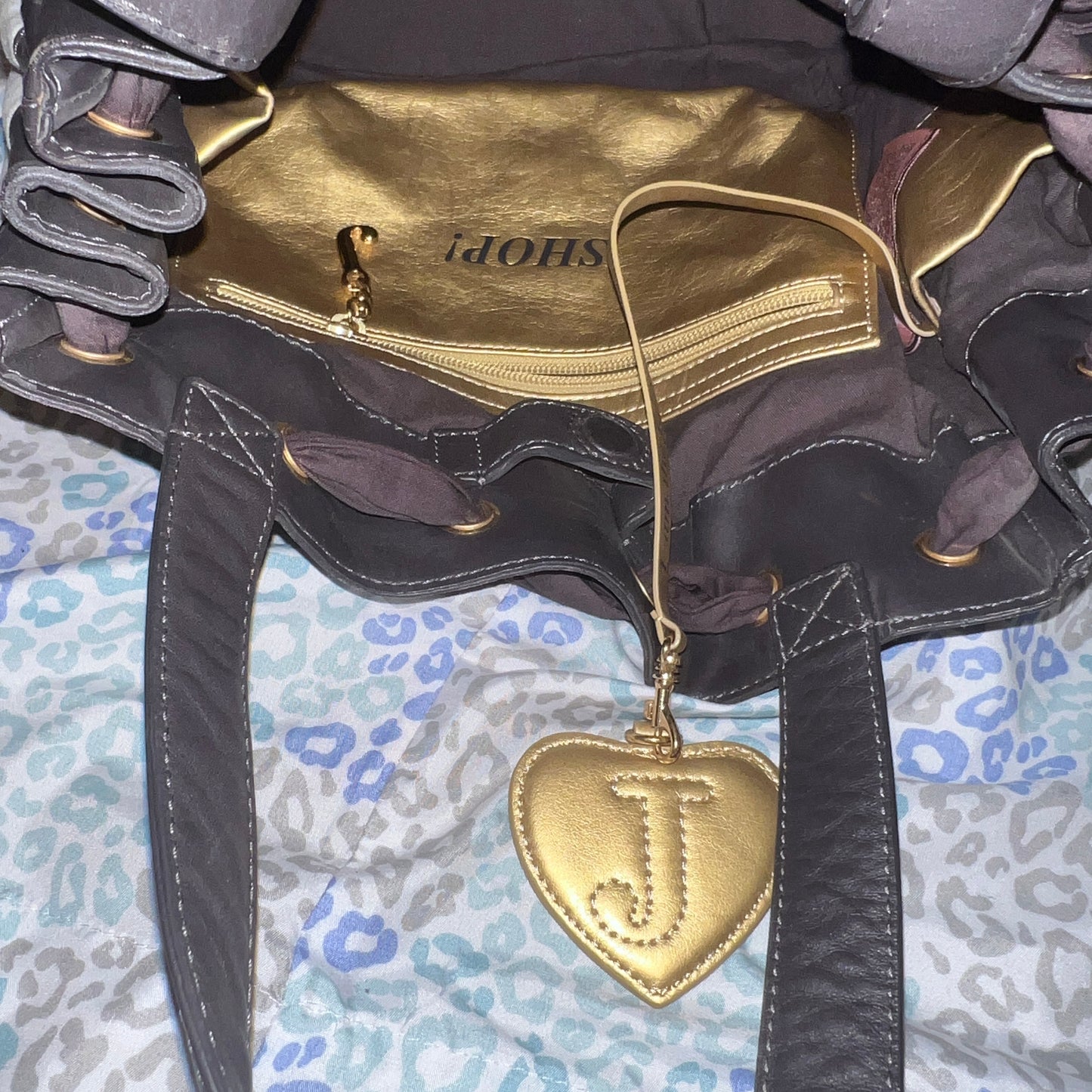 Vintage Gray Juicy Couture Purse Tote Bag Daydreamer Handbag Velour Y2K Mcbling