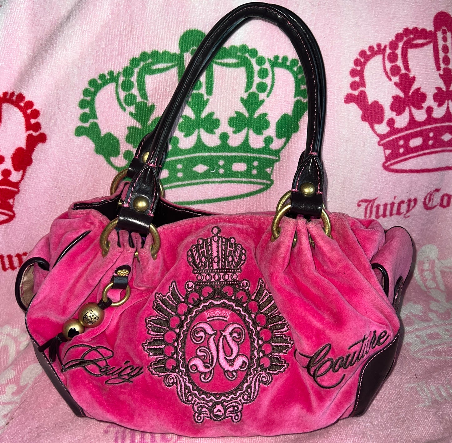 Vintage Pink Juicy Couture Purse Handbag Satchel Bag Velour Y2K