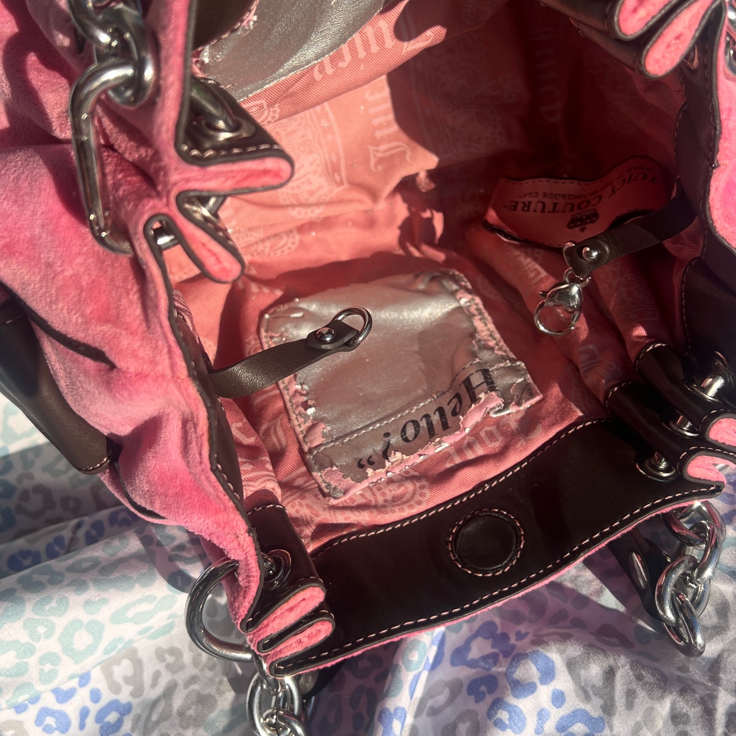 Vintage Pink Juicy Couture Purse Handbag Satchel Bag Velour Y2K