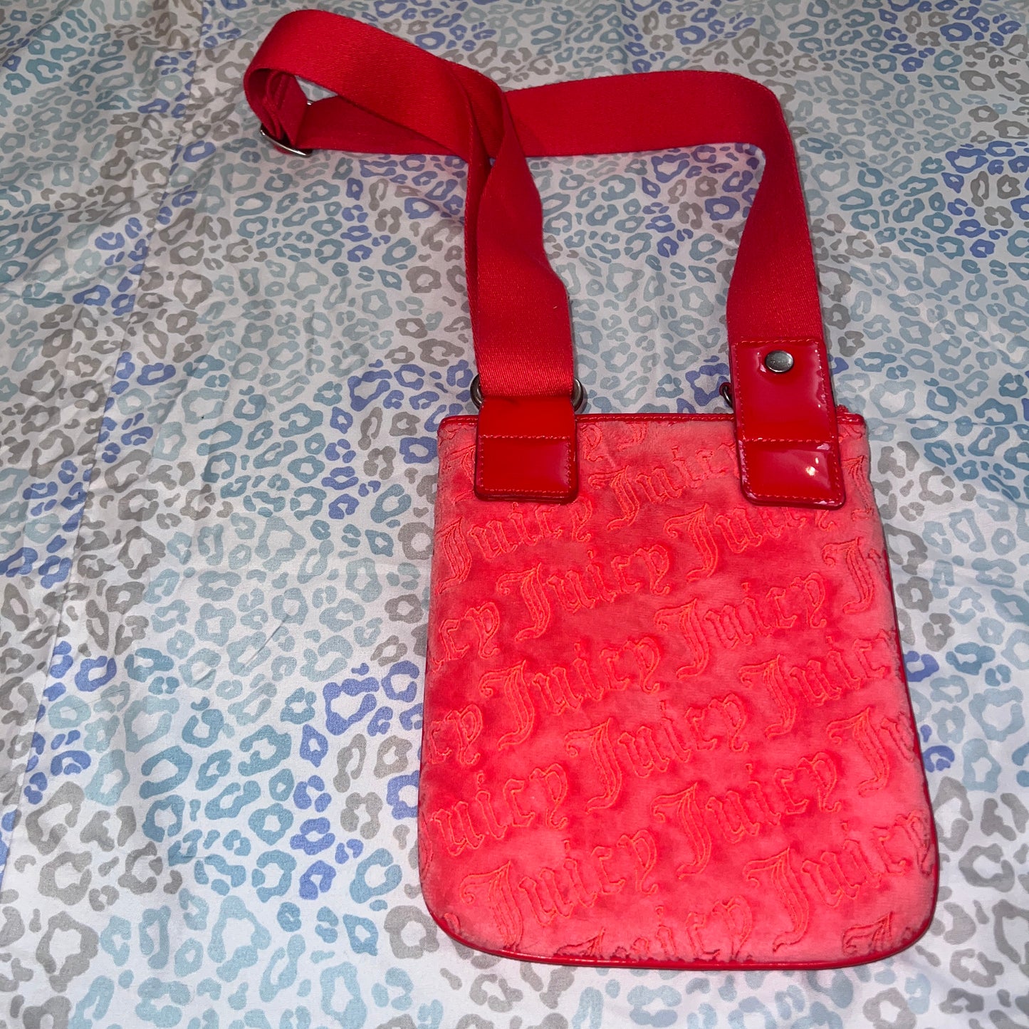 Vintage Rare Red Juicy Couture Purse Crossbody Bag Handbag Velour Y2K