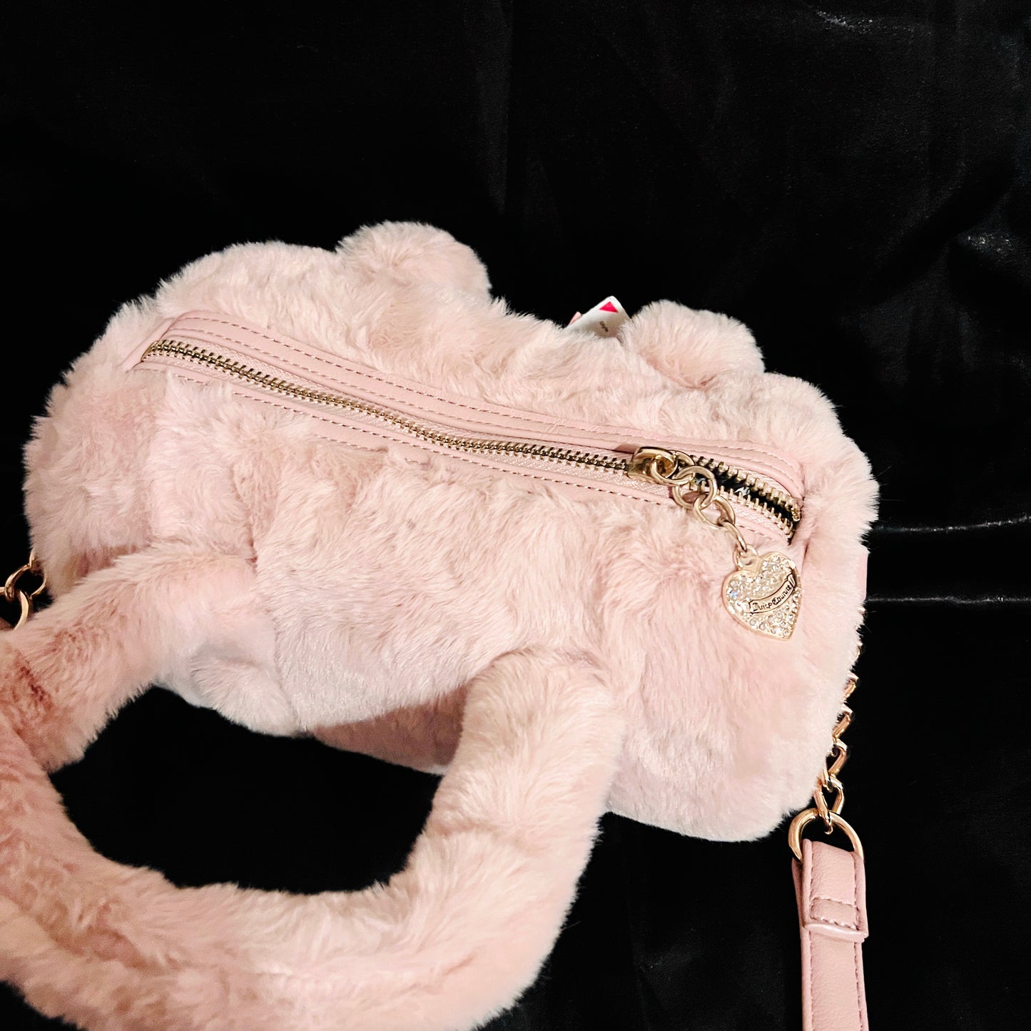 New Pink Juicy Couture Crossbody Bag Purse Fluffy Faux Fur