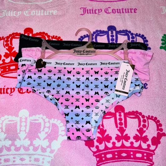 New Unworn Large Juicy Couture Underwear Panties 3 Pack Y2K Style size L Pink